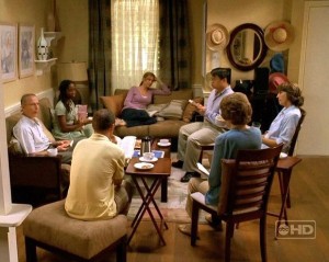 “A book club meeting in progress” “A book club meeting in progress”